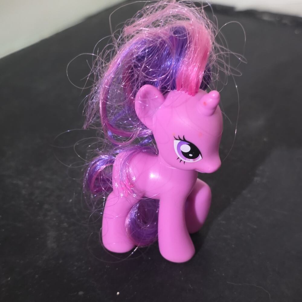 My Little Pony Unicorn Pony Figure 3 in Pink Plastic w/ Pink Purple Hair